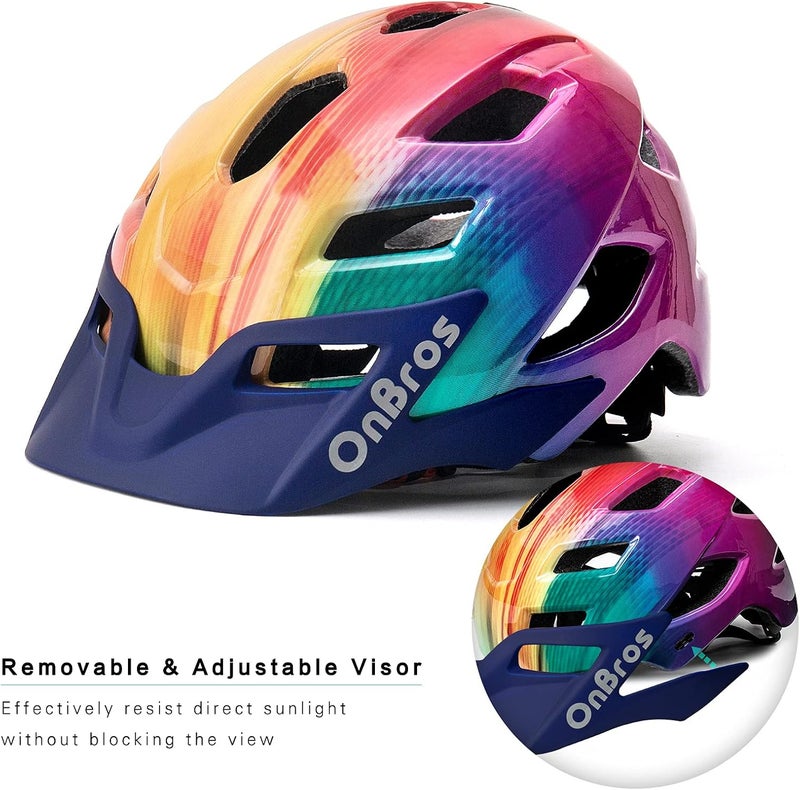 OnBros Kids Bike Helmet - Bike Helmets for 5-14 Boys or Girls with Visor, Children Bicycle Helmet for Skateboard Mountain Scooter Road Cycling, Lightweight and Adjustable 50-57CM - Image 4